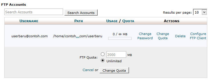 user ftp disk quota mybooklive